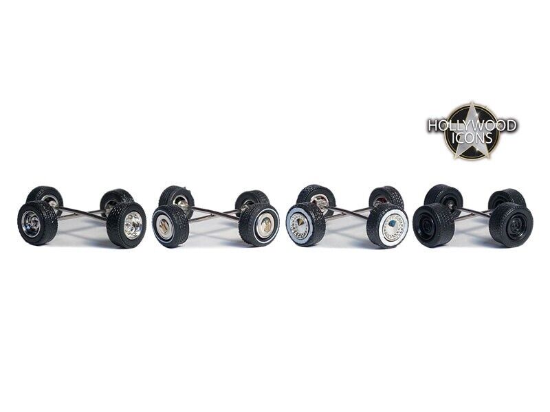 1/64 Greenlight Pack de 4 jeux de roues "Hollywood Icons"