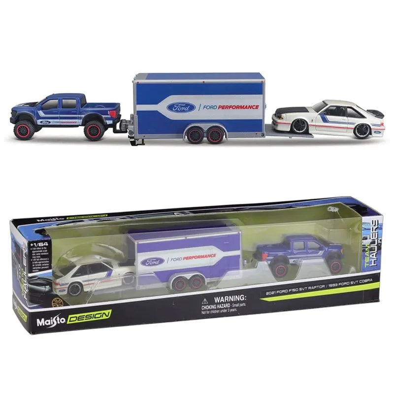 1/64 Maisto Team Hauler - Ford F150 Raptor avec Remorque + Ford SVT Cobra