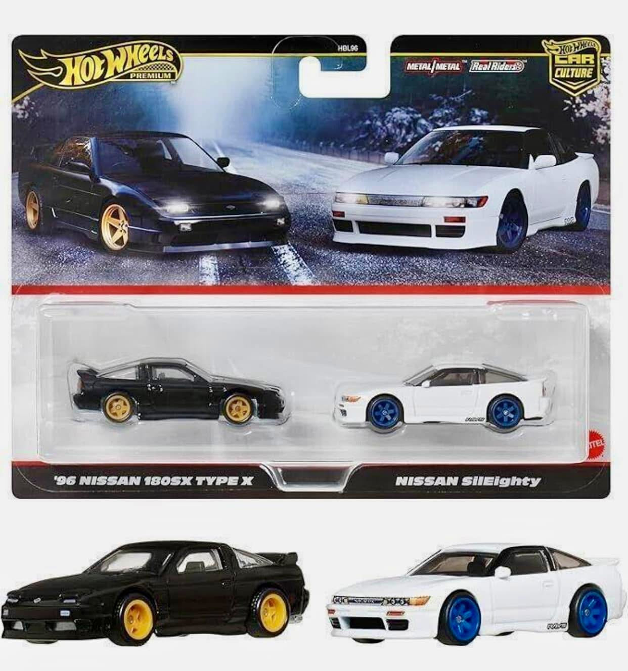 1/64- Hot Wheels Premium - Pack Duo Nissan Sileighty + Nissan 180SX Type X