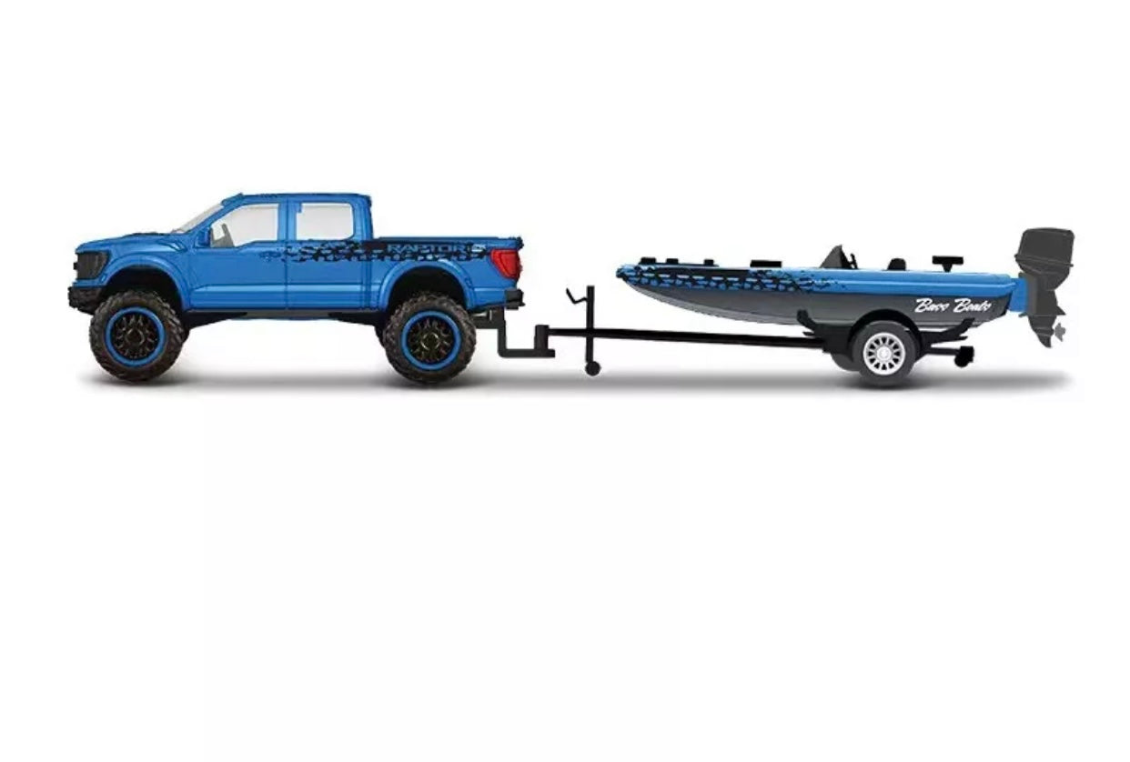 1/64 Maisto - Ford F-150 SVT Raptor 2021 + Remorque avec "Bass Boat"