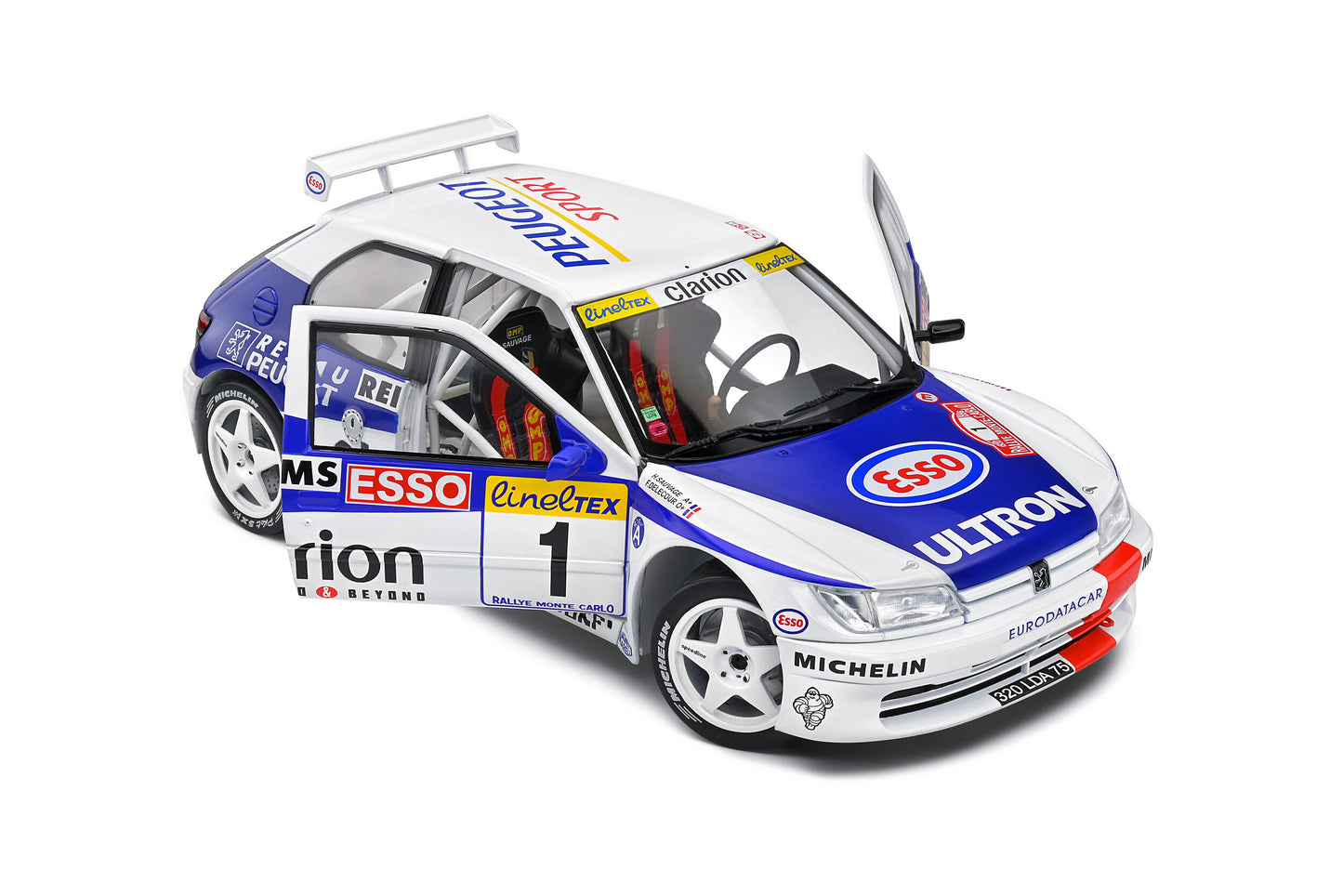 1/18 Solido - PEUGEOT 306 MAXI – RALLYE MONTE CARLO – 1996 – #1 F.DELECOUR/M.SAUVAGE