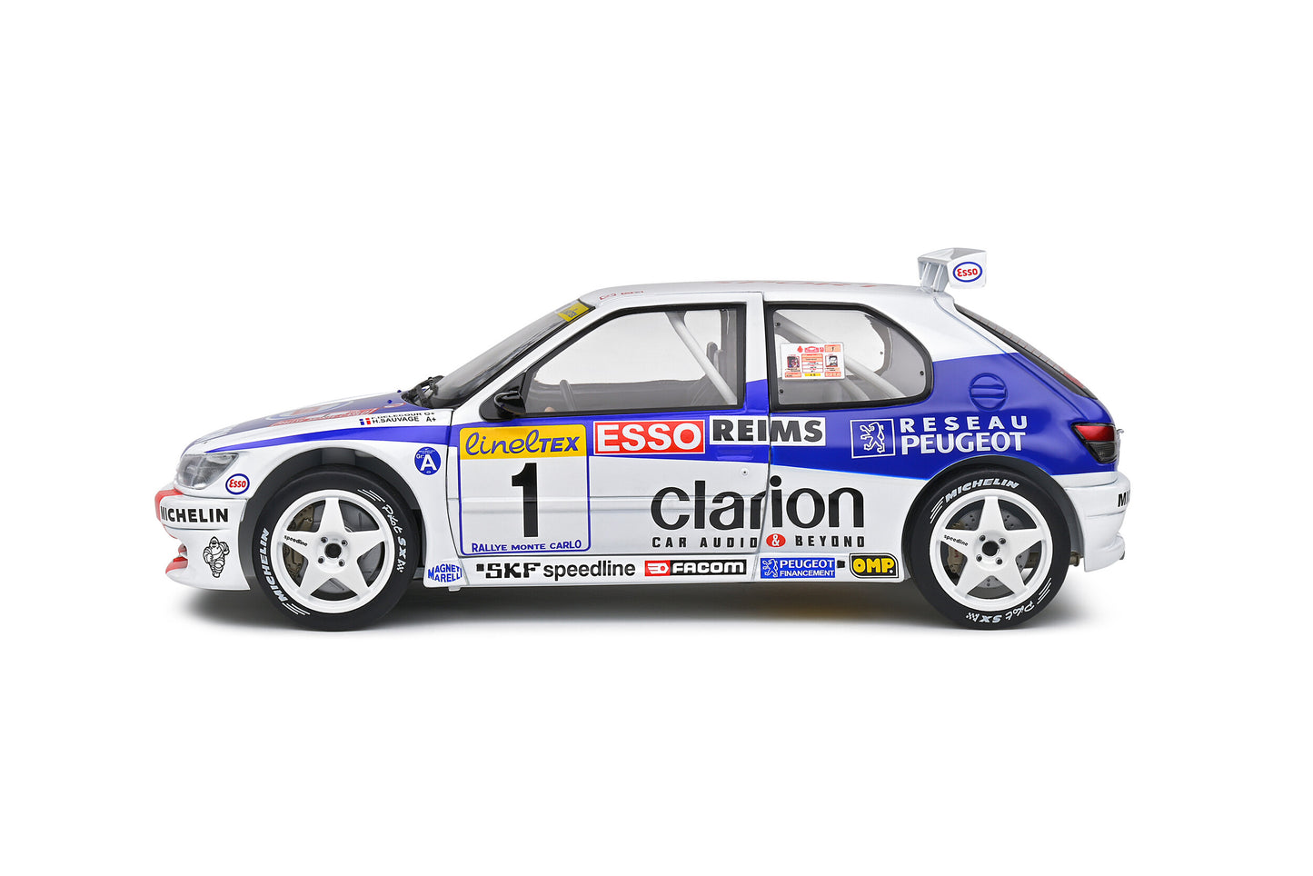 1/18 Solido - PEUGEOT 306 MAXI – RALLYE MONTE CARLO – 1996 – #1 F.DELECOUR/M.SAUVAGE