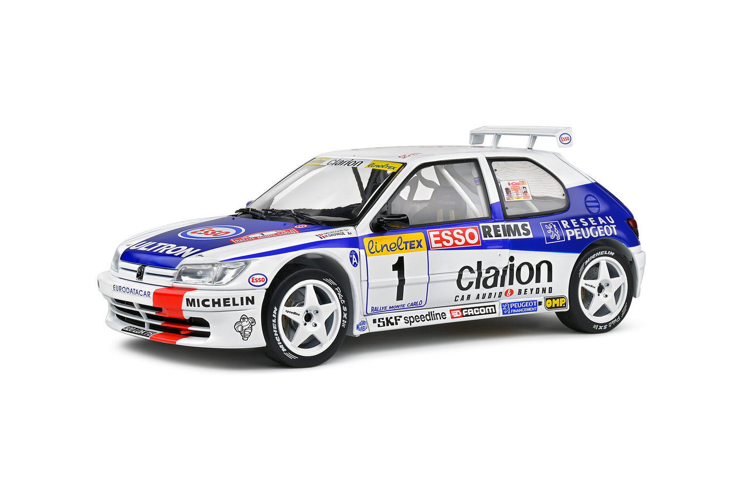 1/18 Solido - PEUGEOT 306 MAXI – RALLYE MONTE CARLO – 1996 – #1 F.DELECOUR/M.SAUVAGE