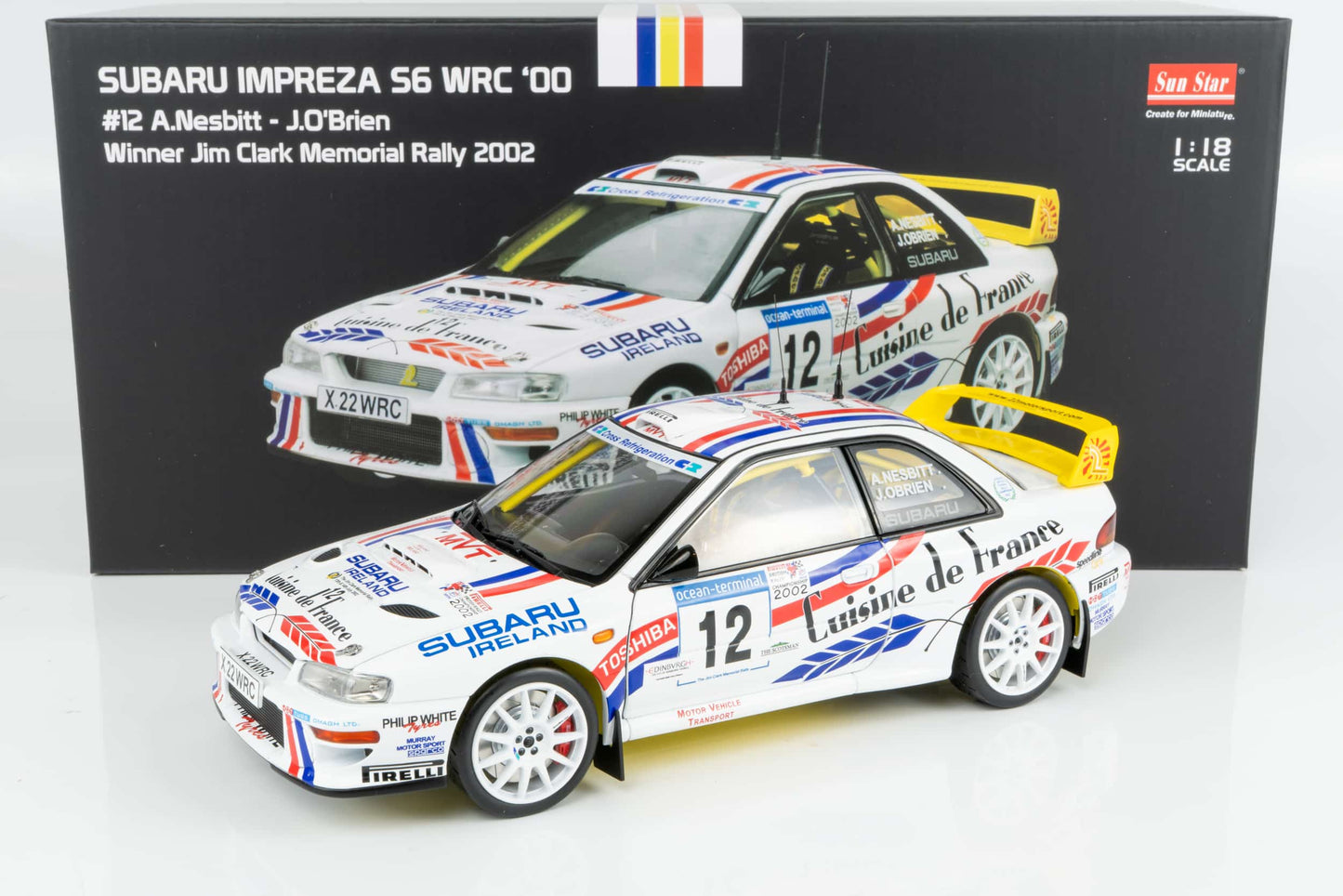 1/18 Sunstar - Subaru S6 WRC Rallye 2002 Mémorial de Jim Clark