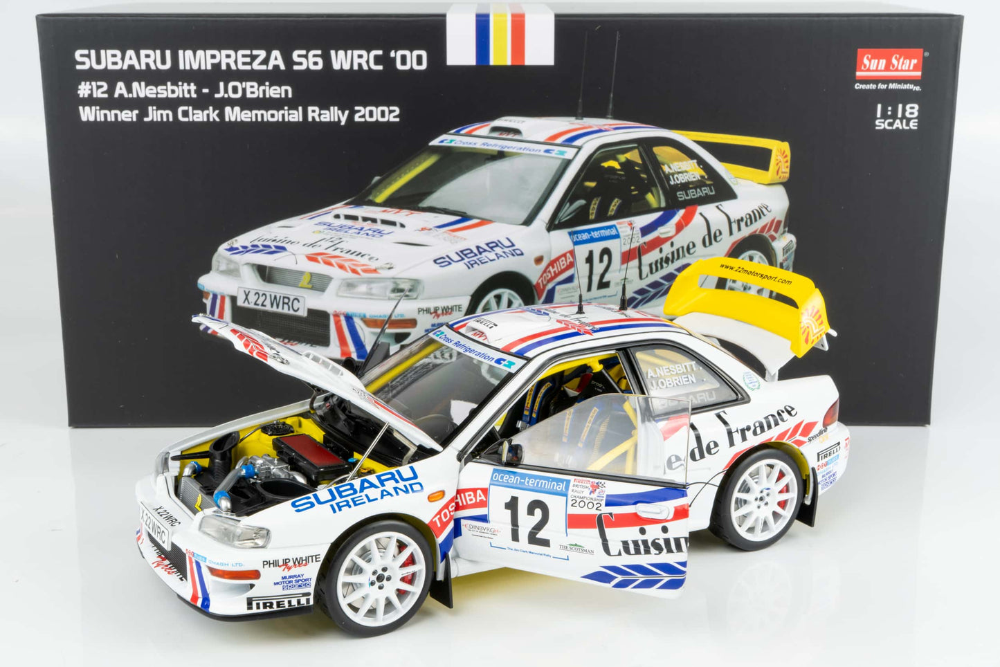 1/18 Sunstar - Subaru S6 WRC Rallye 2002 Mémorial de Jim Clark