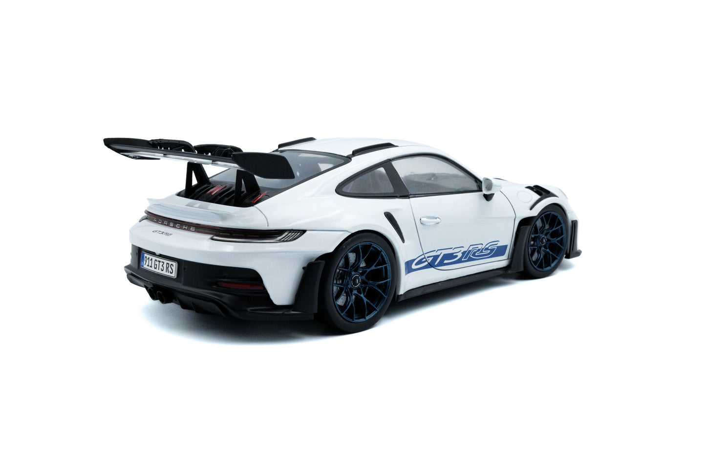 1/18 Solido - Porsche 911 GT3 RS - Blanches à Bandes Bleues