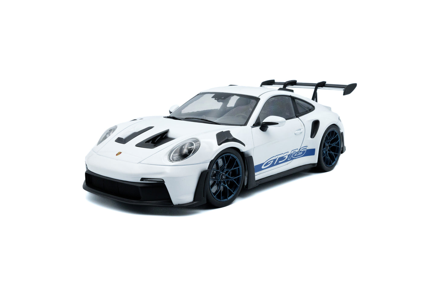 1/18 Solido - Porsche 911 GT3 RS - Blanches à Bandes Bleues